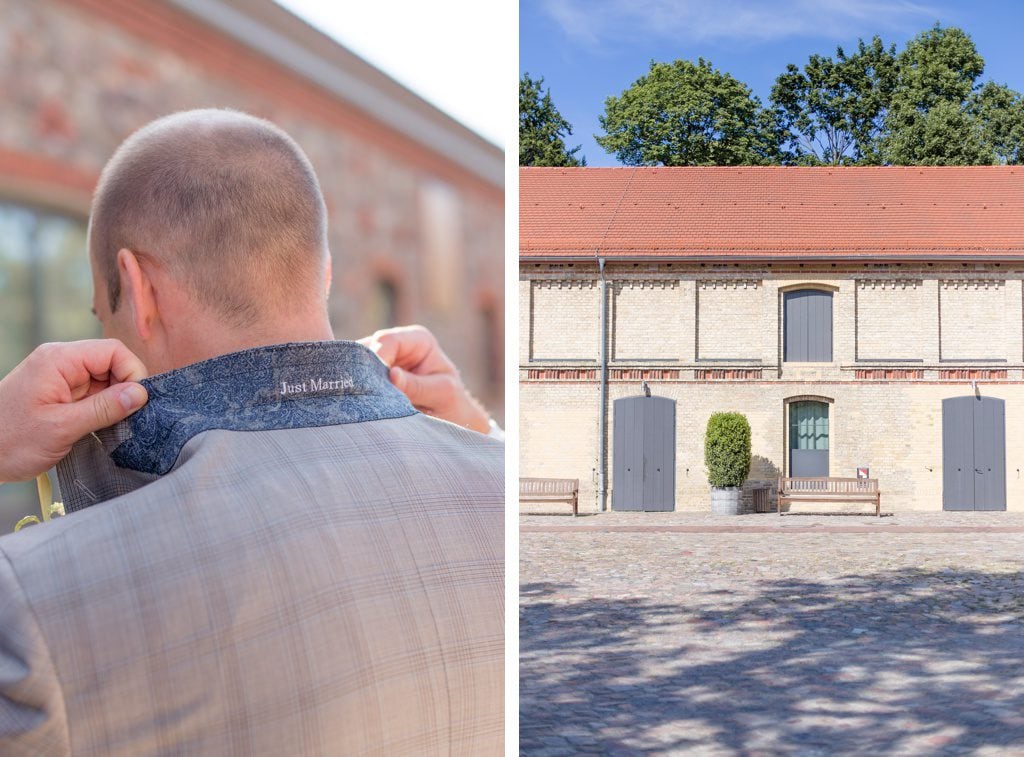 Stylische Geometrie & Kupfer Hochzeit von Cynthia und Basti im Ochsenstall des Gutshof Britz