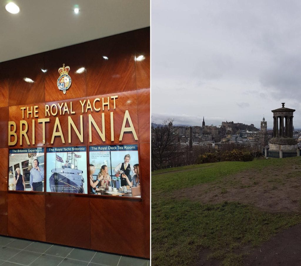 Royal Yacht Britannia und der Blick vom Calton Hill