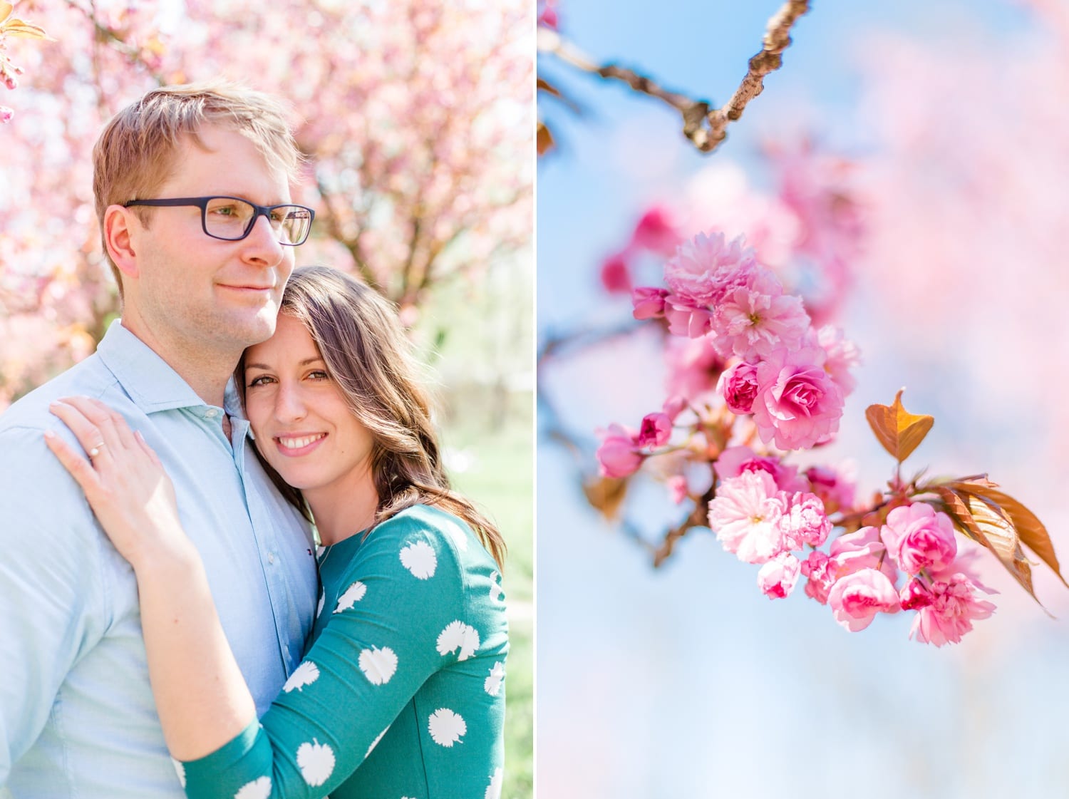 Verlobungsshooting Svenja und Felix in Kirschblüten in Berlin