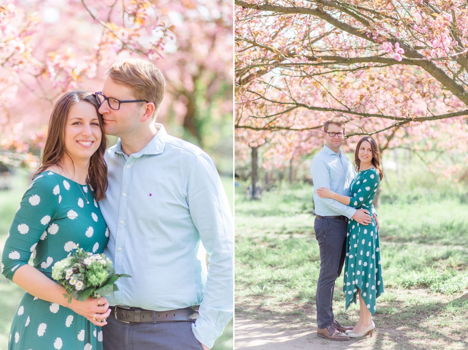 Verlobungsshooting Svenja und Felix in Kirschblüten in Berlin