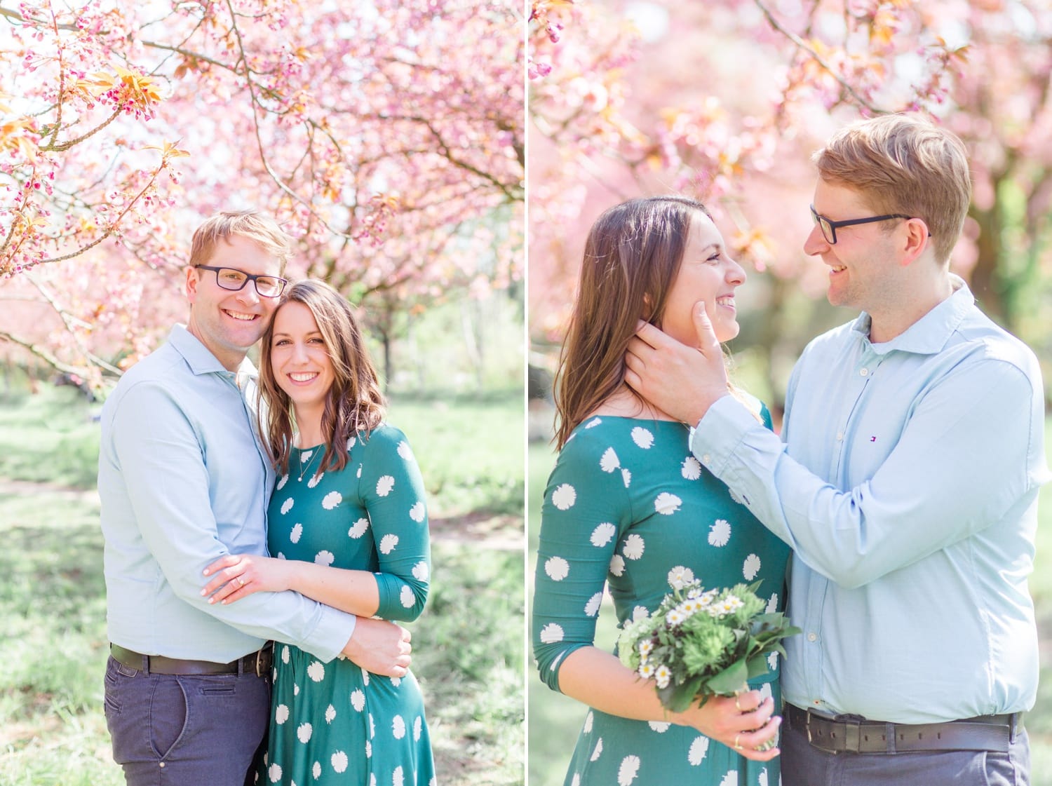 Verlobungsshooting Svenja und Felix in Kirschblüten in Berlin