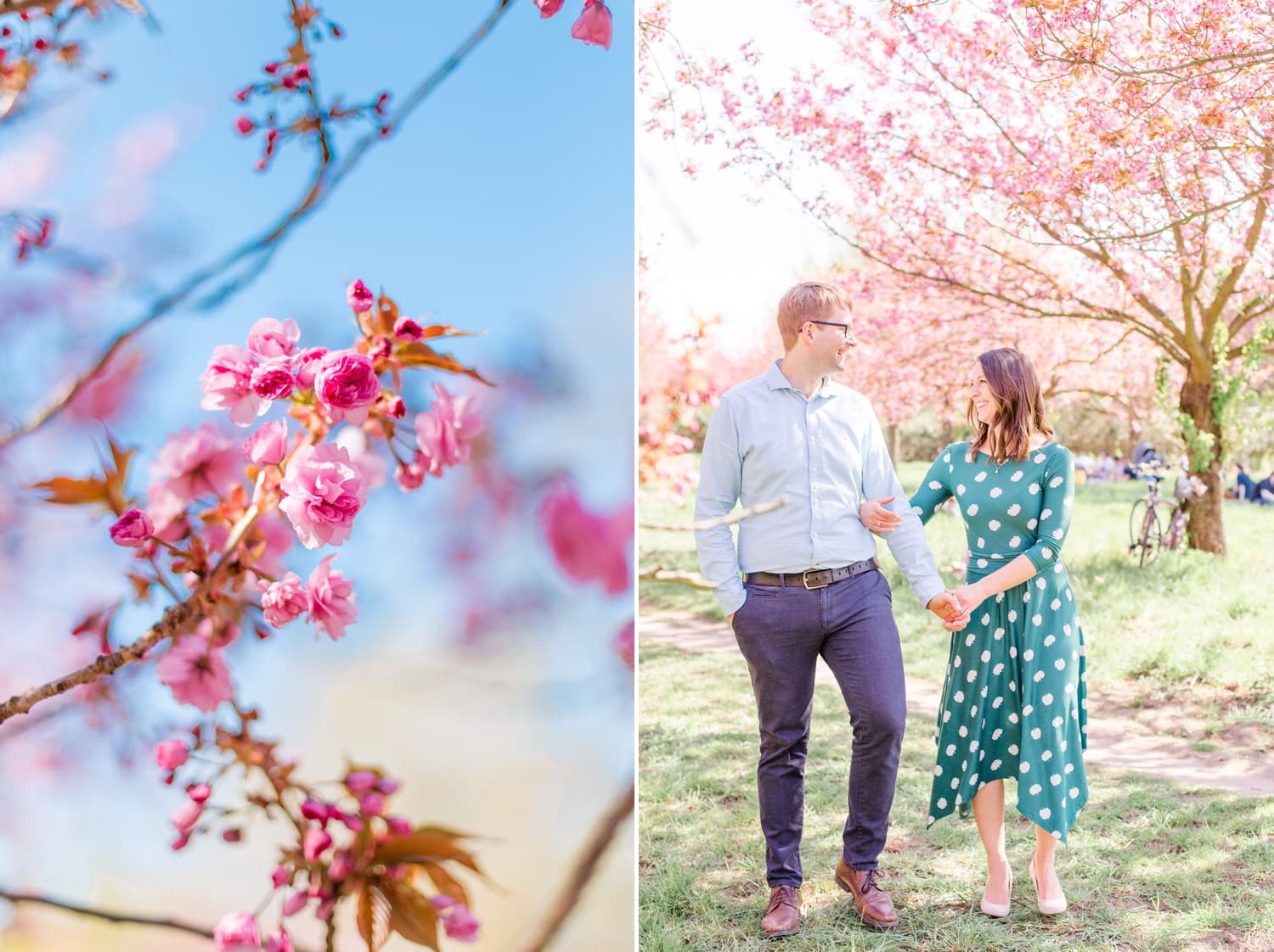 Verlobungsshooting Svenja und Felix in Kirschblüten in Berlin