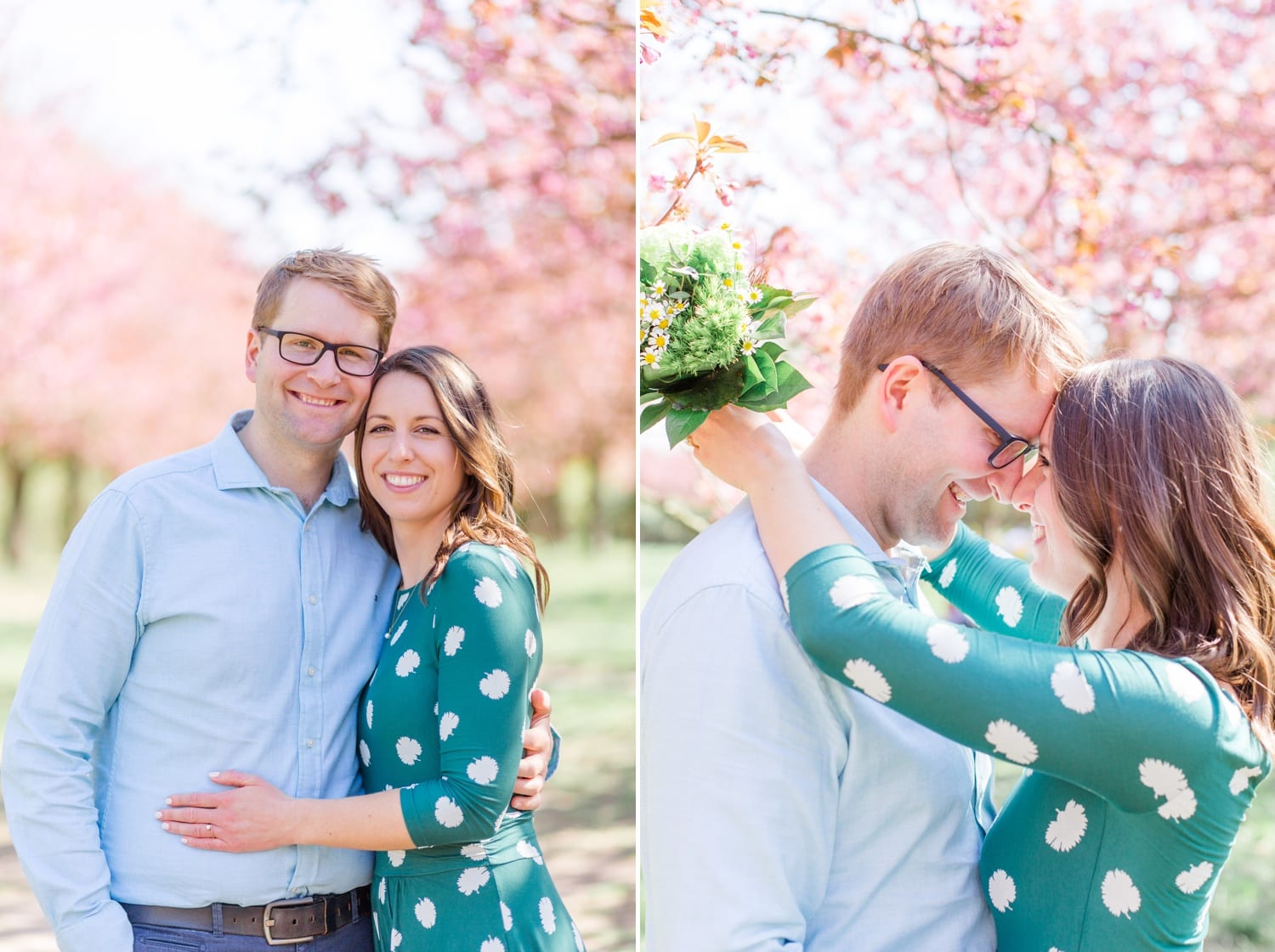 Verlobungsshooting Svenja und Felix in Kirschblüten in Berlin