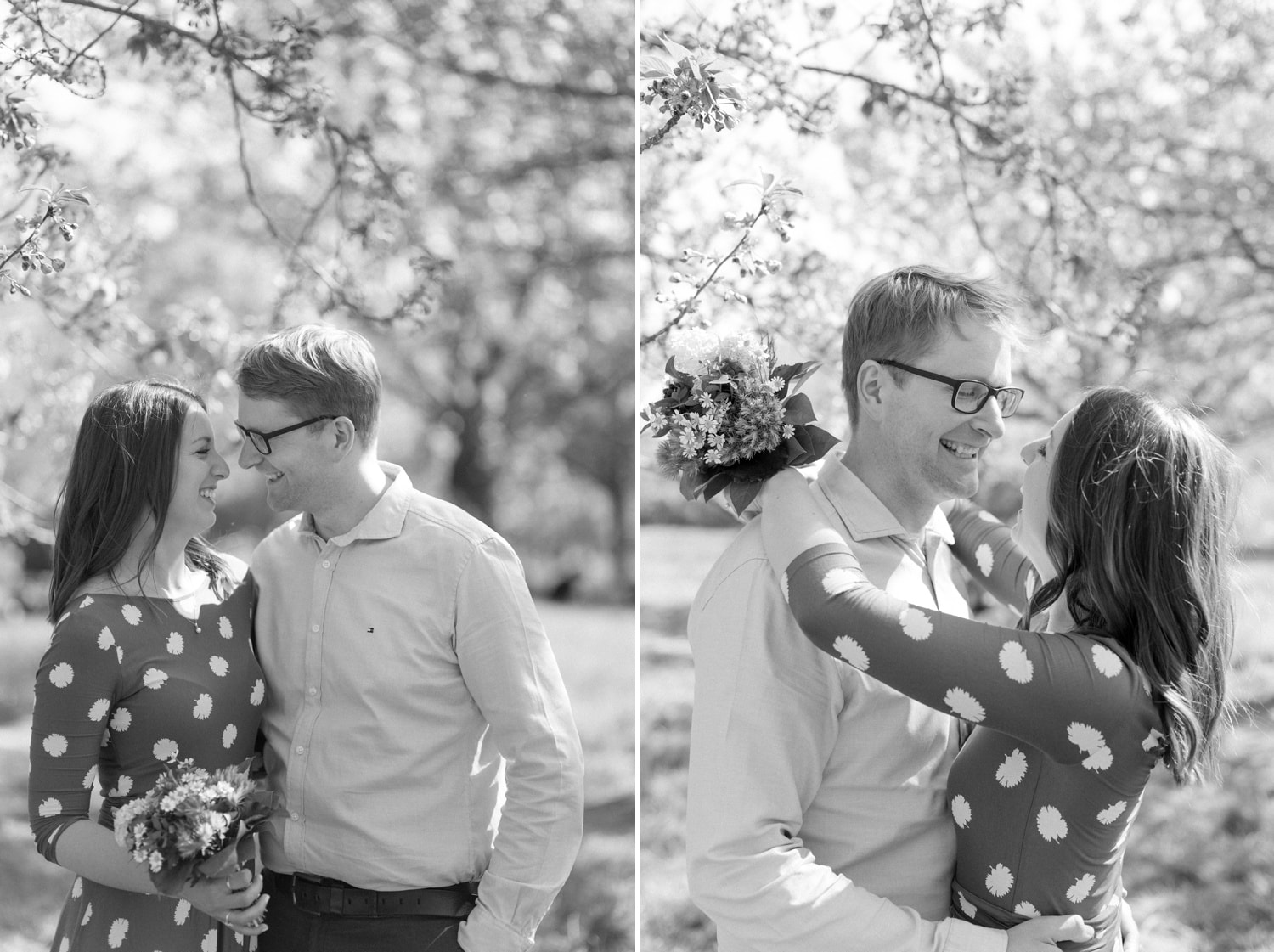 Verlobungsshooting Svenja und Felix in Kirschblüten in Berlin