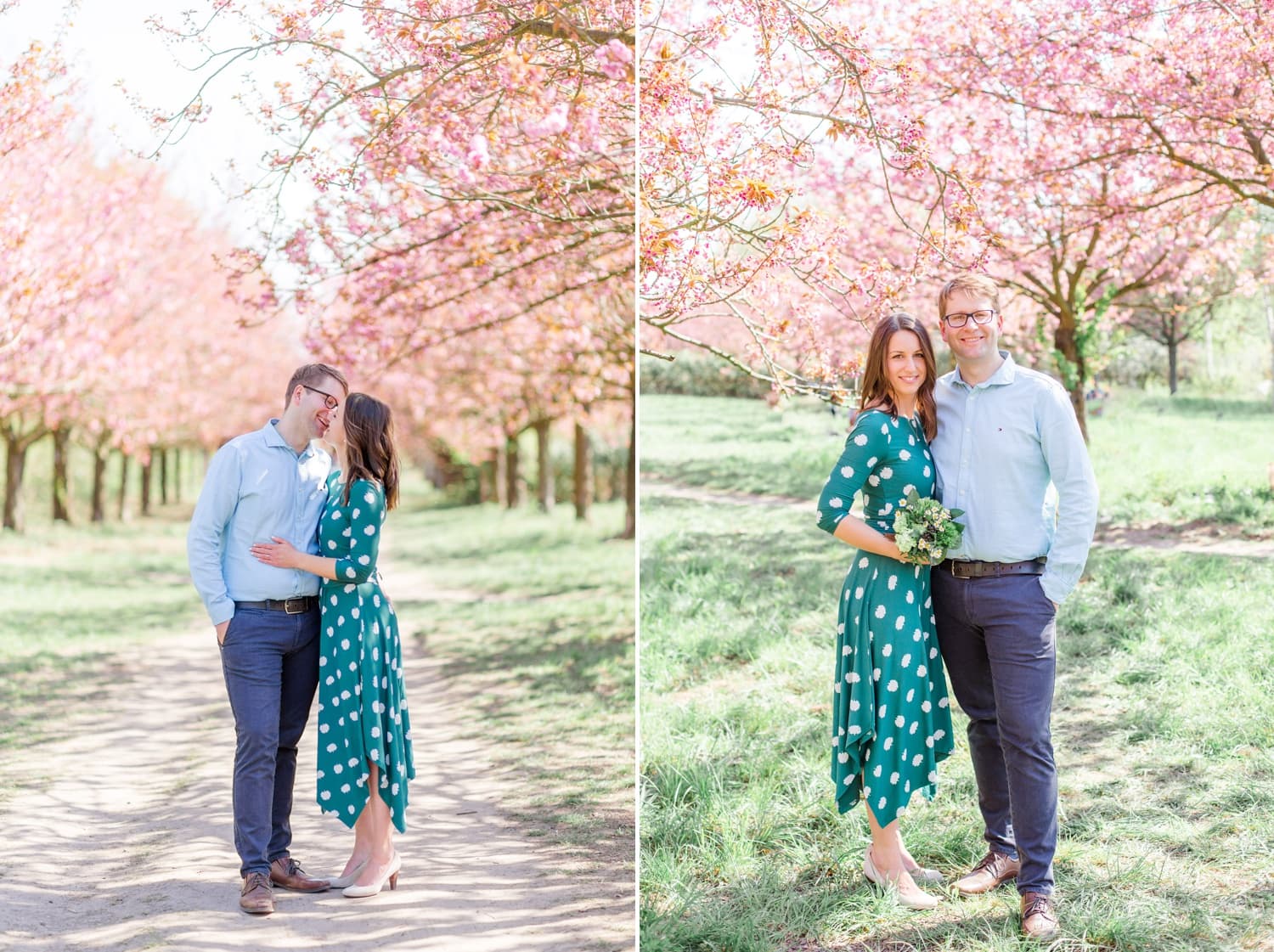 Verlobungsshooting Svenja und Felix in Kirschblüten in Berlin