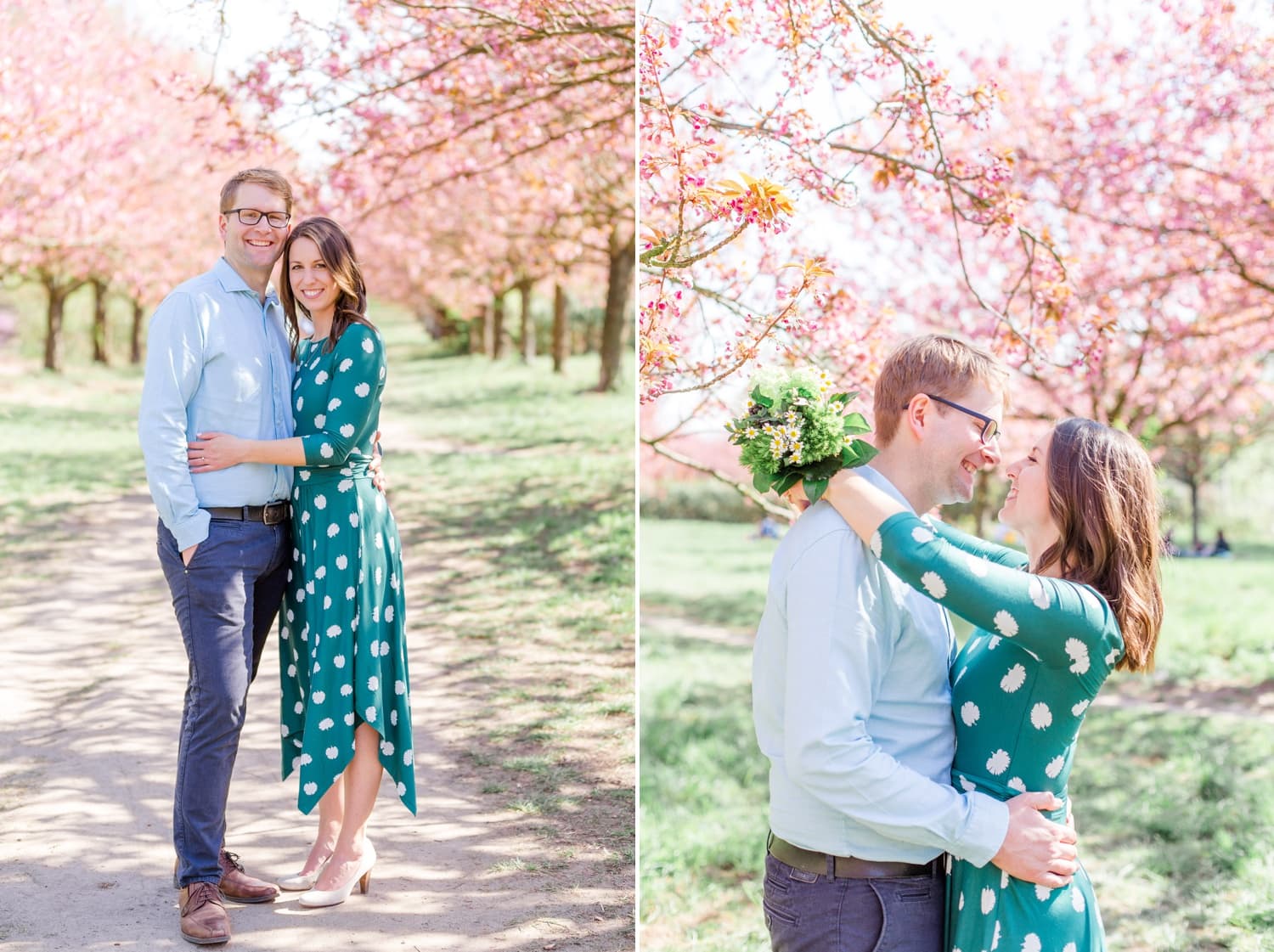 Verlobungsshooting Svenja und Felix in Kirschblüten in Berlin