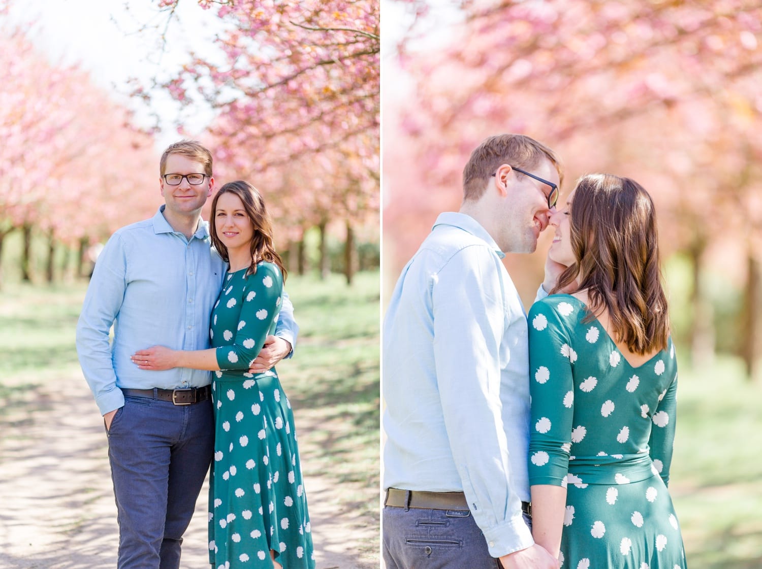 Verlobungsshooting Svenja und Felix in Kirschblüten in Berlin