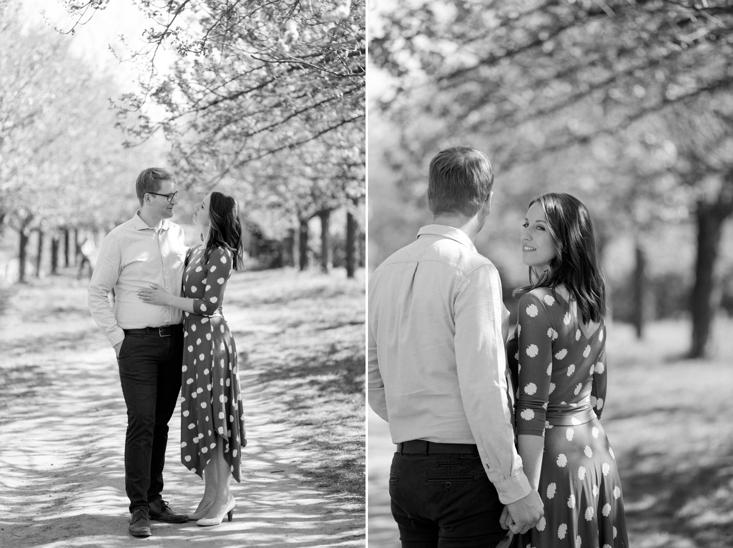 Verlobungsshooting Svenja und Felix in Kirschblüten in Berlin