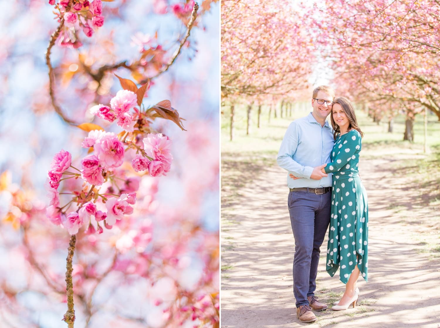 Verlobungsshooting Svenja und Felix in Kirschblüten in Berlin