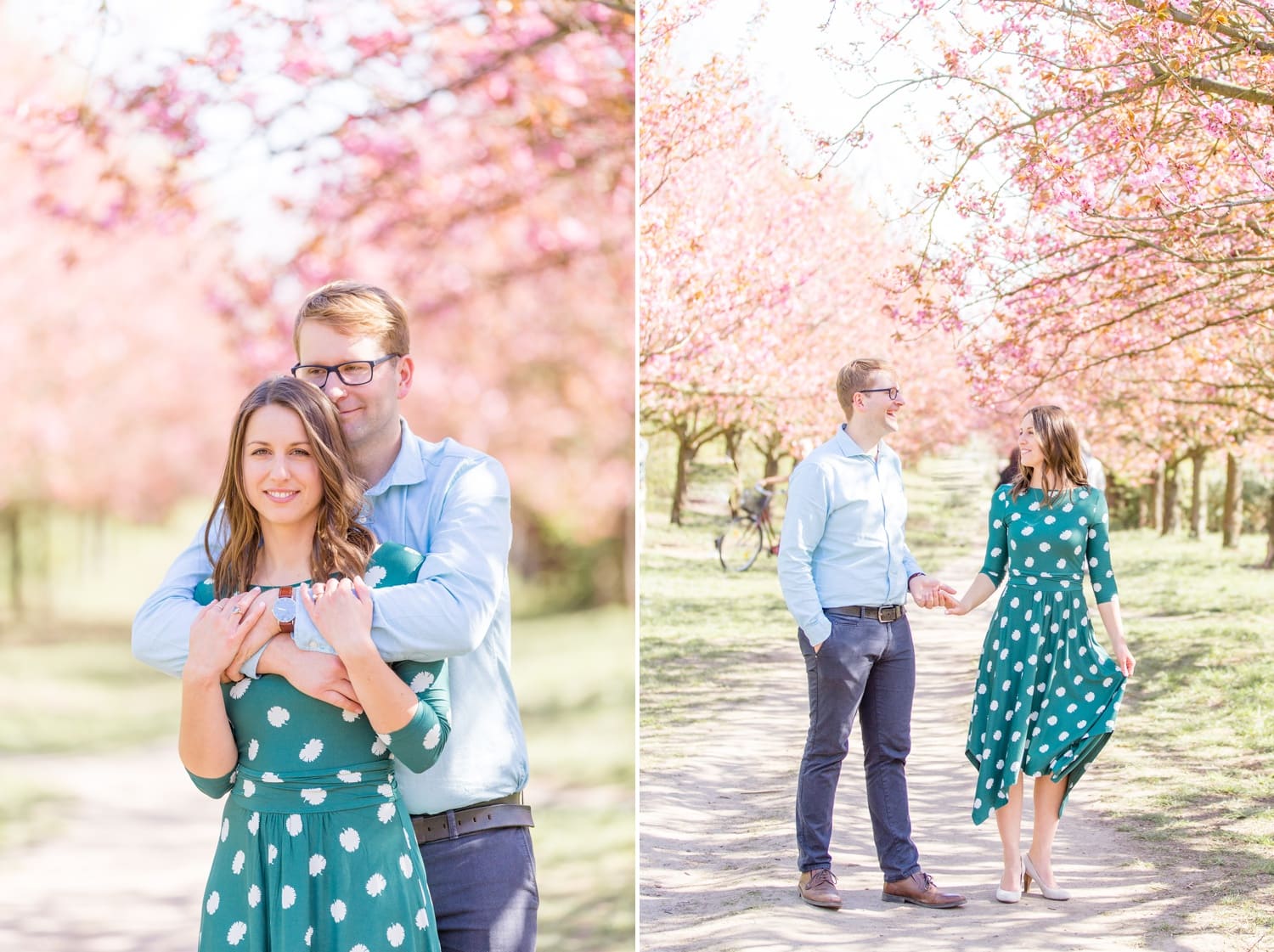 Verlobungsshooting Svenja und Felix in Kirschblüten in Berlin