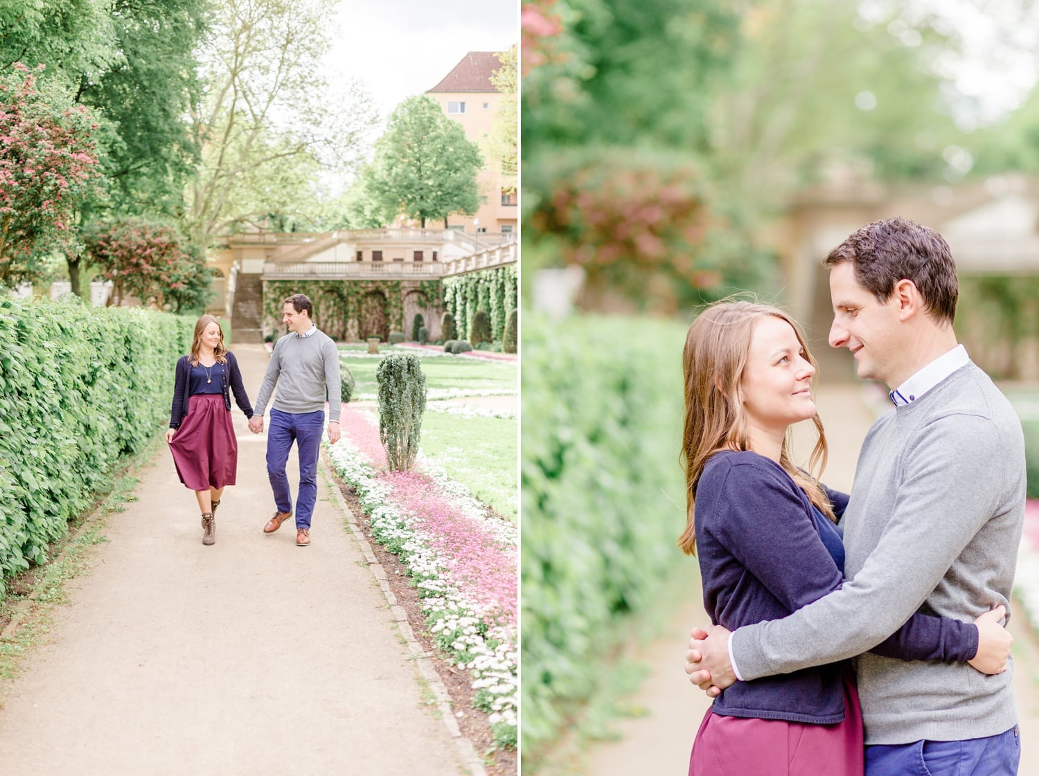 Verlobungsshooting mit Pariser Flair im Körnerpark Berlin mit Anke und Marc