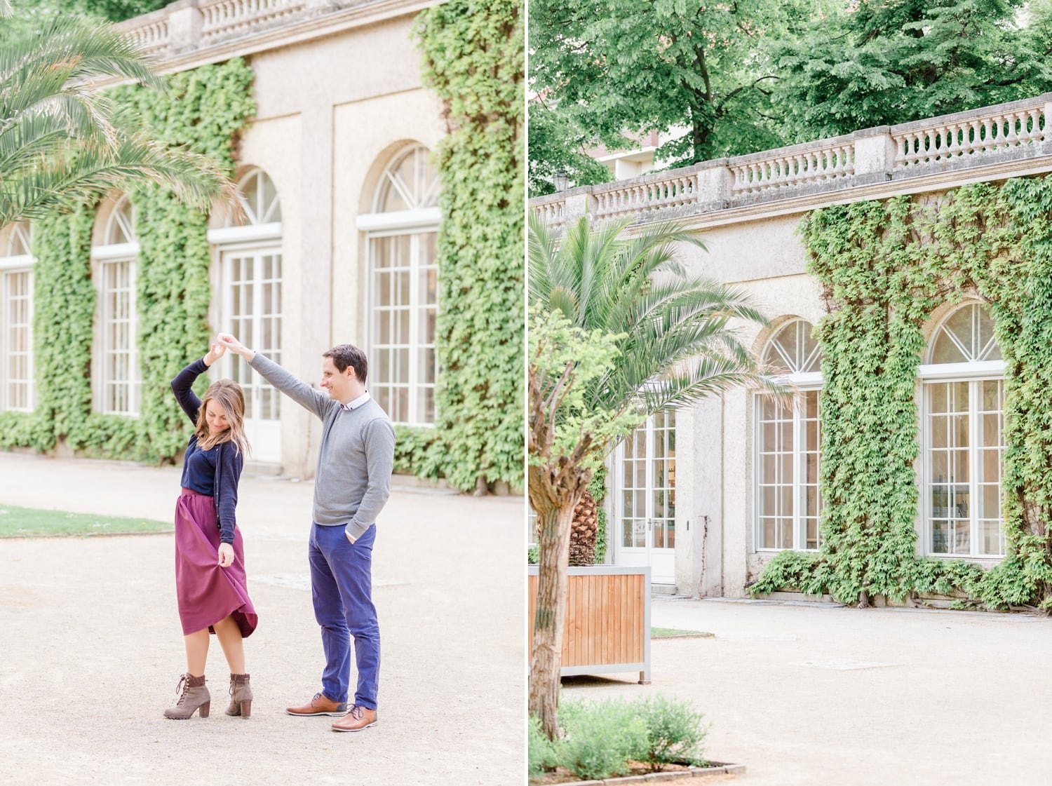 Verlobungsshooting mit Pariser Flair im Körnerpark Berlin mit Anke und Marc