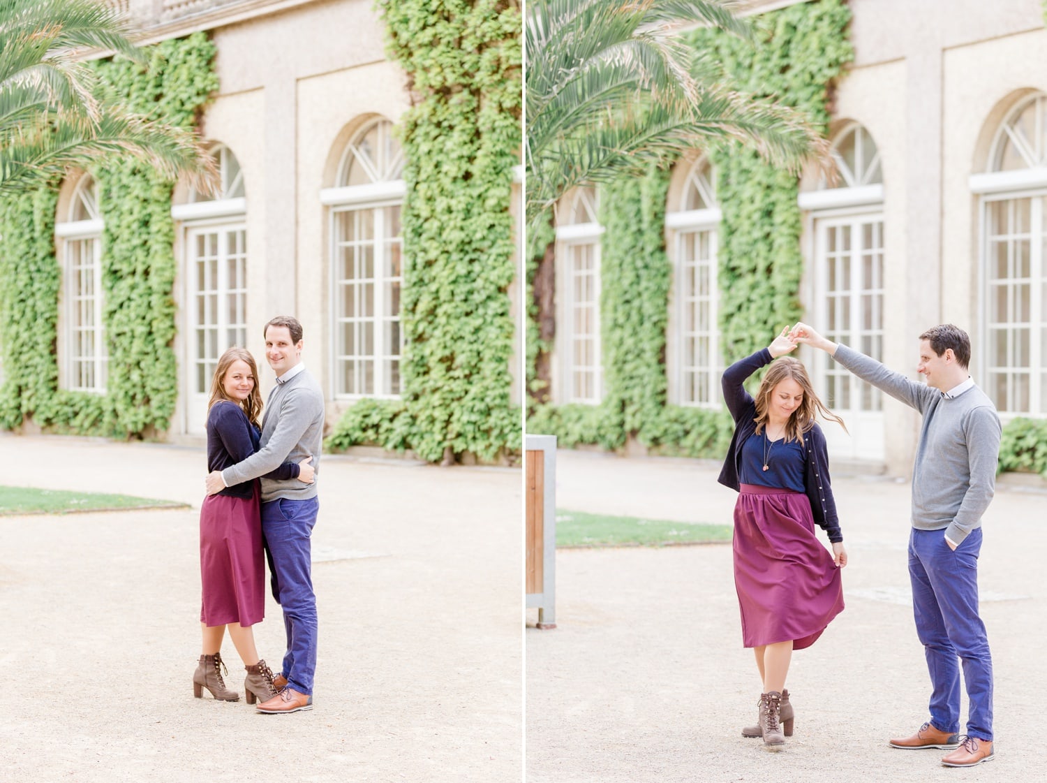 Verlobungsshooting mit Pariser Flair im Körnerpark Berlin mit Anke und Marc