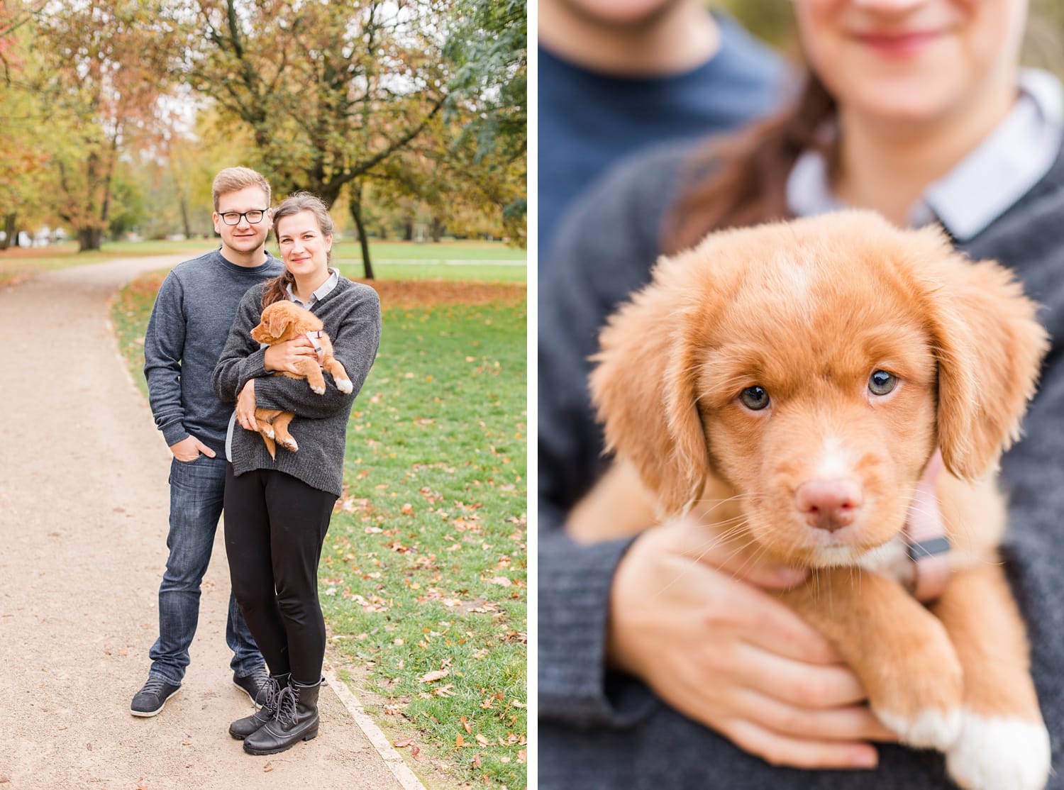 Herbstliche Familienfotos mit Toller Welpen in Berlin