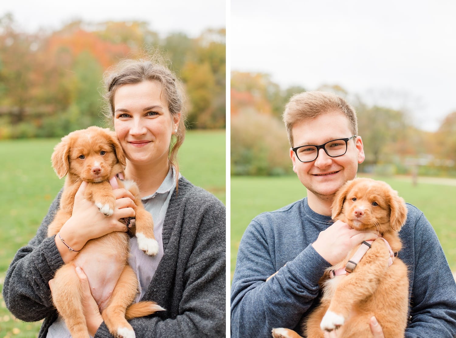 Herbstliche Familienfotos mit Toller Welpen in Berlin