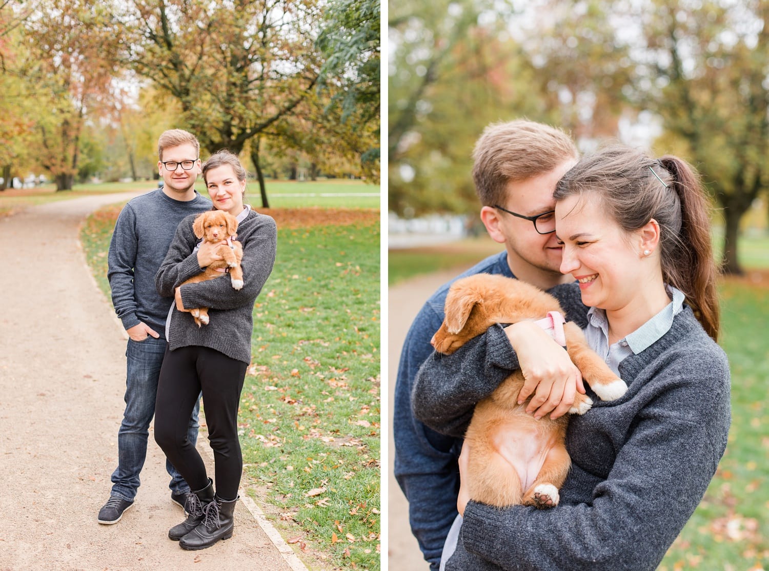 Herbstliche Familienfotos mit Toller Welpen in Berlin