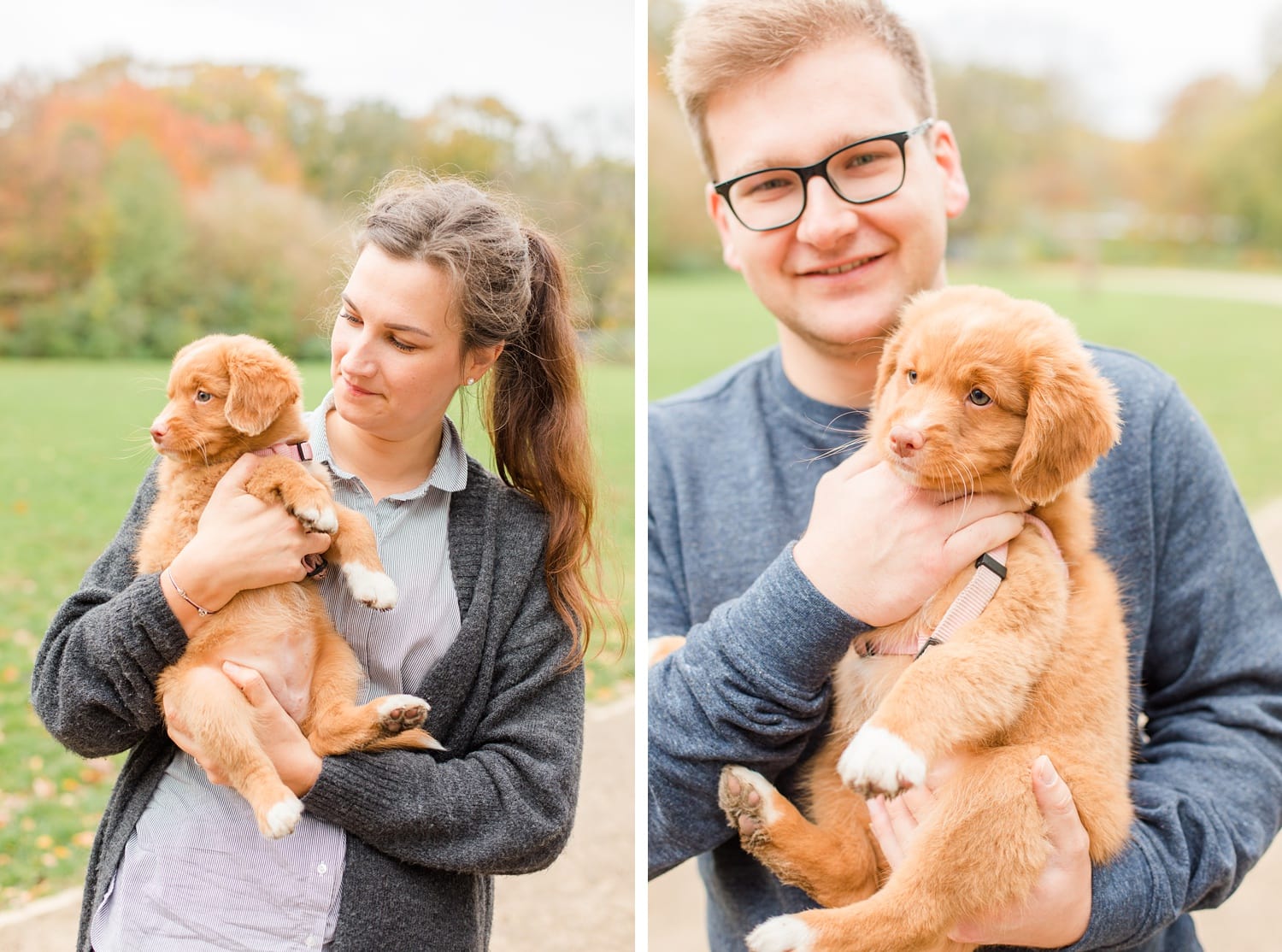 Herbstliche Familienfotos mit Toller Welpen in Berlin