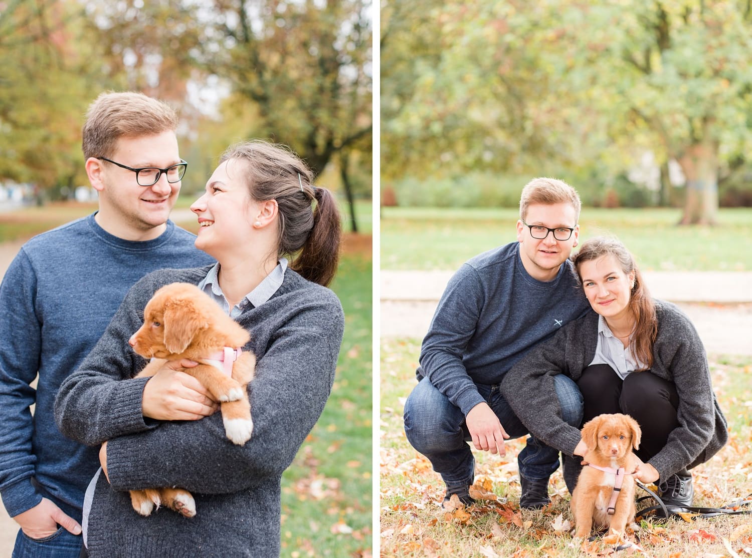 Herbstliche Familienfotos mit Toller Welpen in Berlin