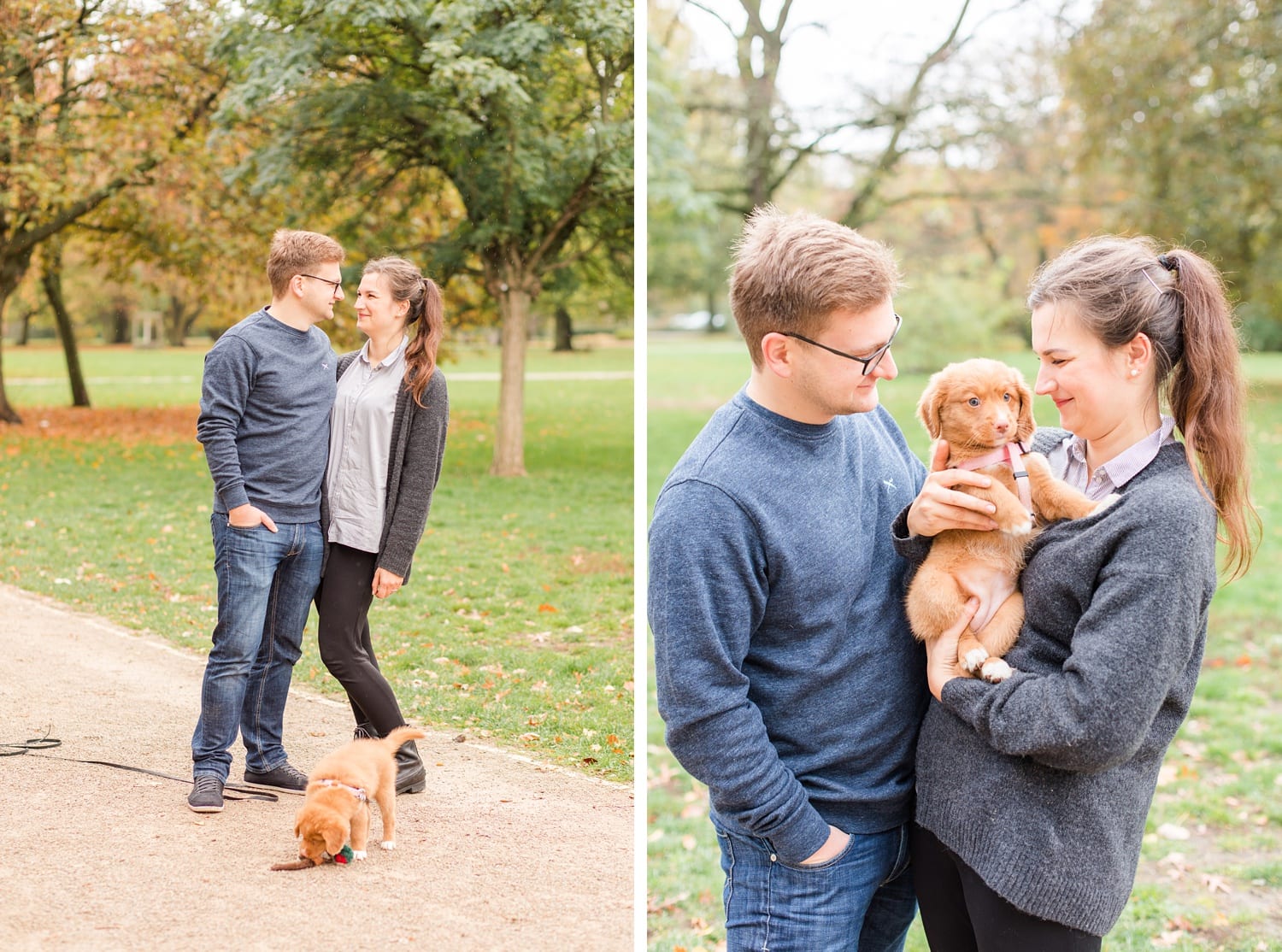 Herbstliche Familienfotos mit Toller Welpen in Berlin