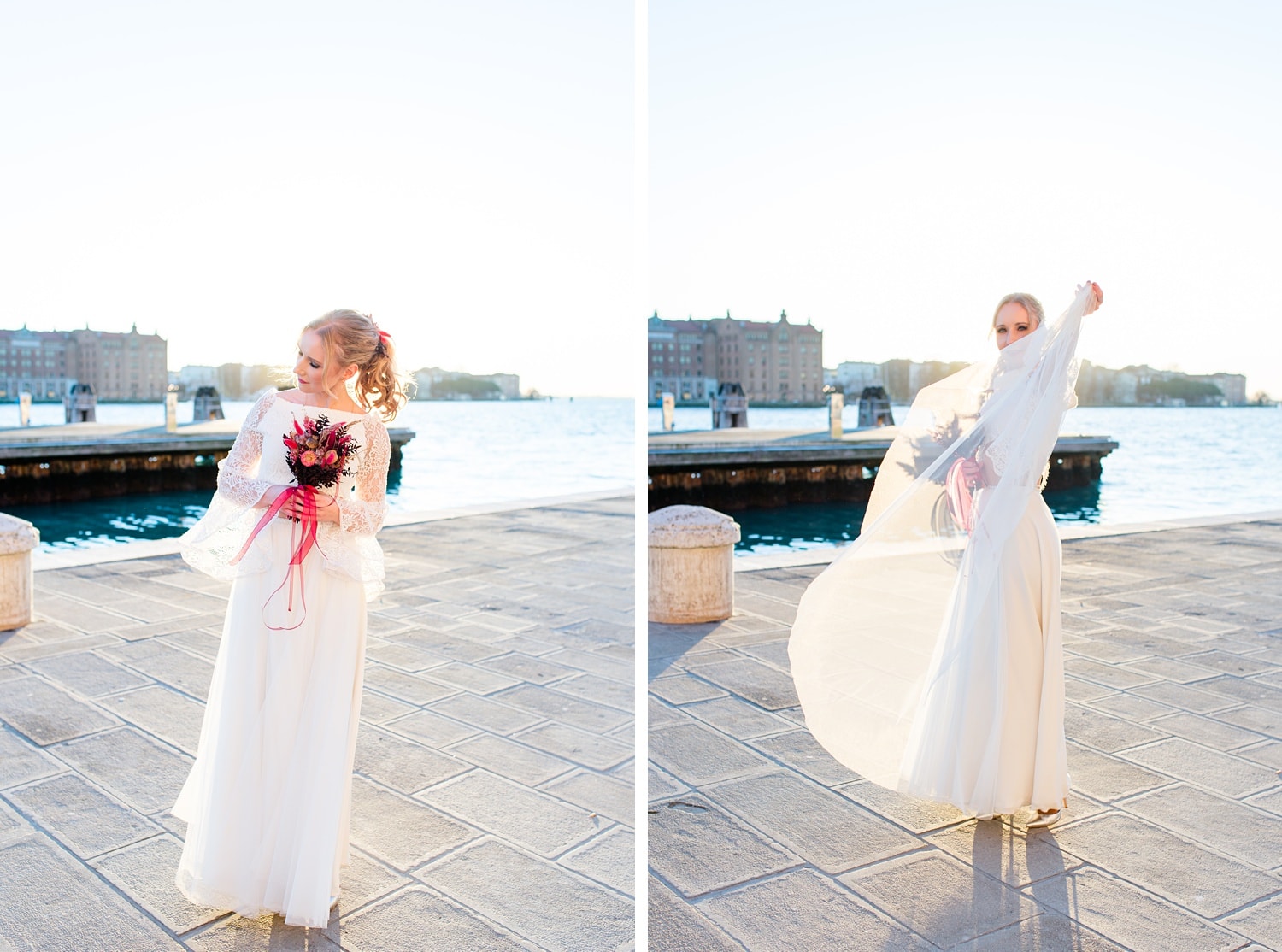 Bridal Portraits in Venedig am Wasser