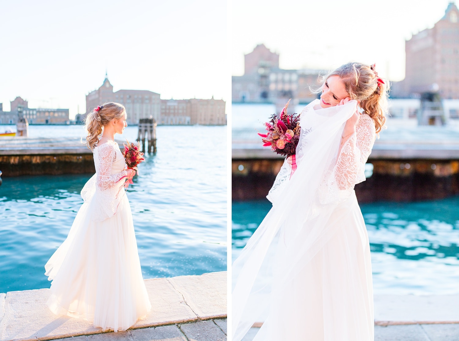 Bridal Portraits in Venedig am Wasser