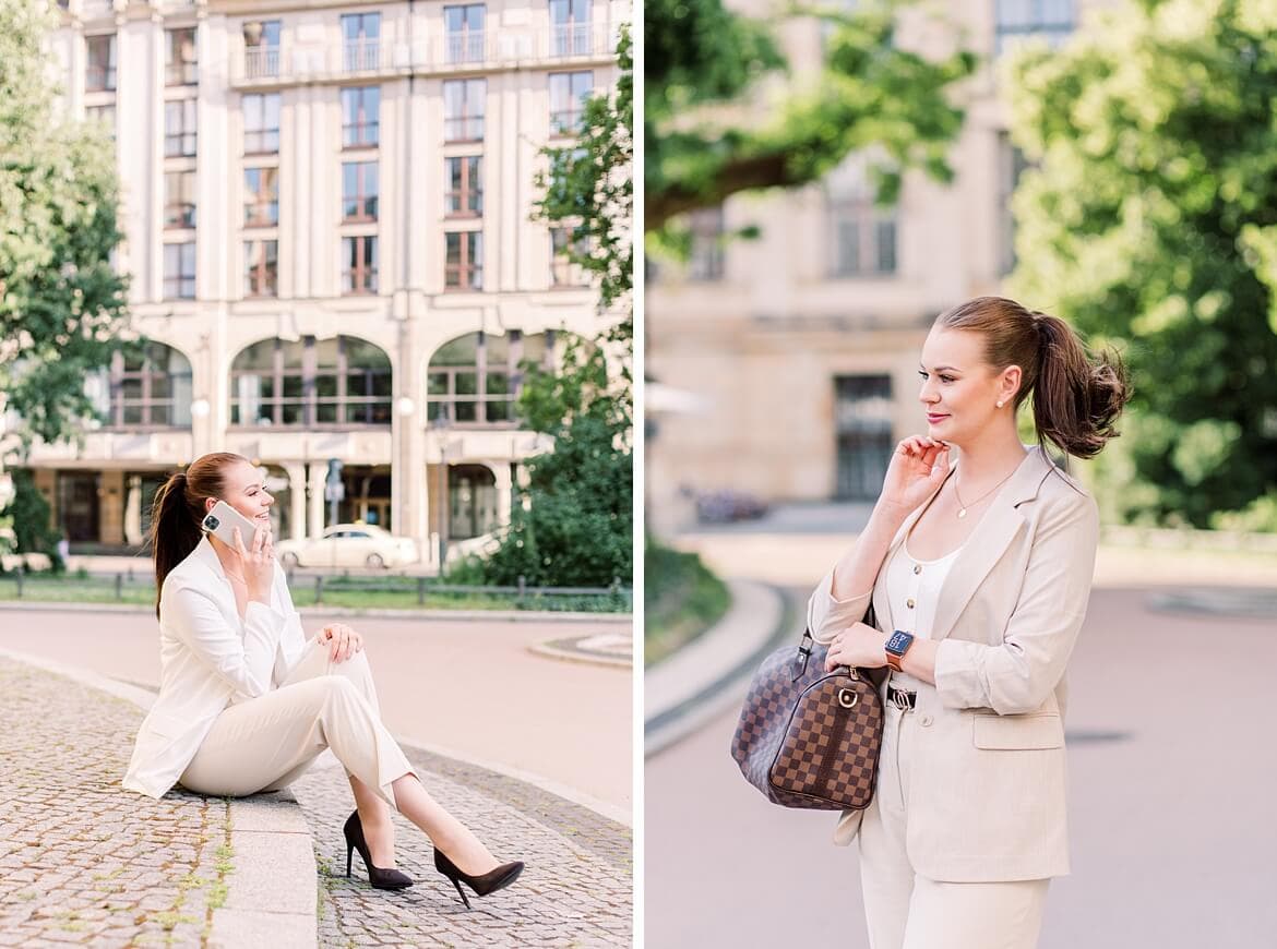 Portraits einer Frau auf dem Gendarmenmarkt Berlin