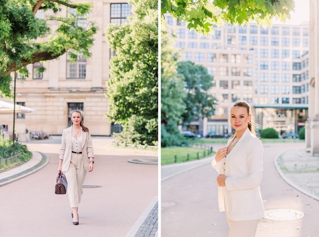 Portraits einer Frau auf dem Gendarmenmarkt Berlin