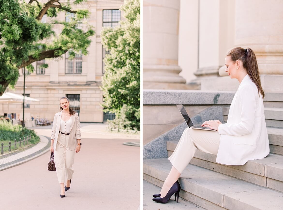 Portraits einer Frau auf dem Gendarmenmarkt Berlin