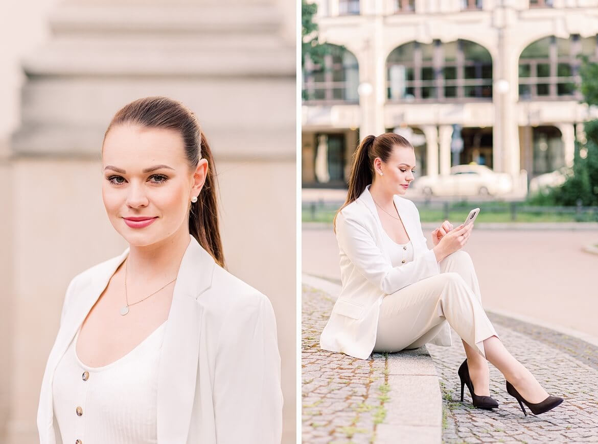 Portraits einer Frau auf dem Gendarmenmarkt Berlin