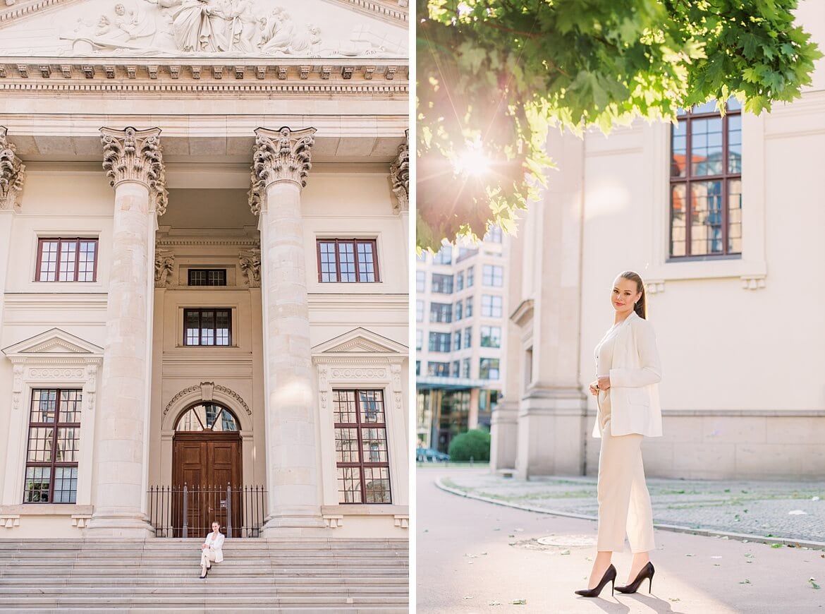 Portraits einer Frau auf dem Gendarmenmarkt Berlin