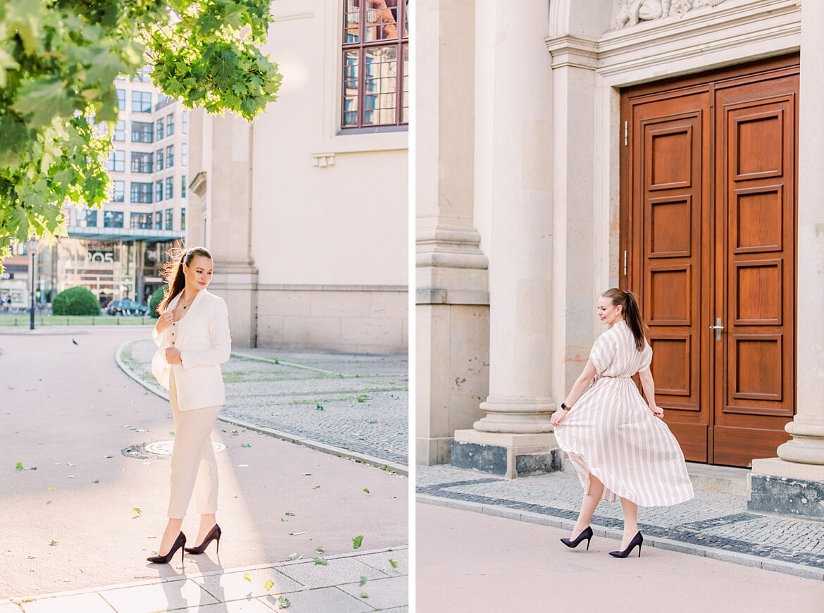 Portraits einer Frau auf dem Gendarmenmarkt Berlin