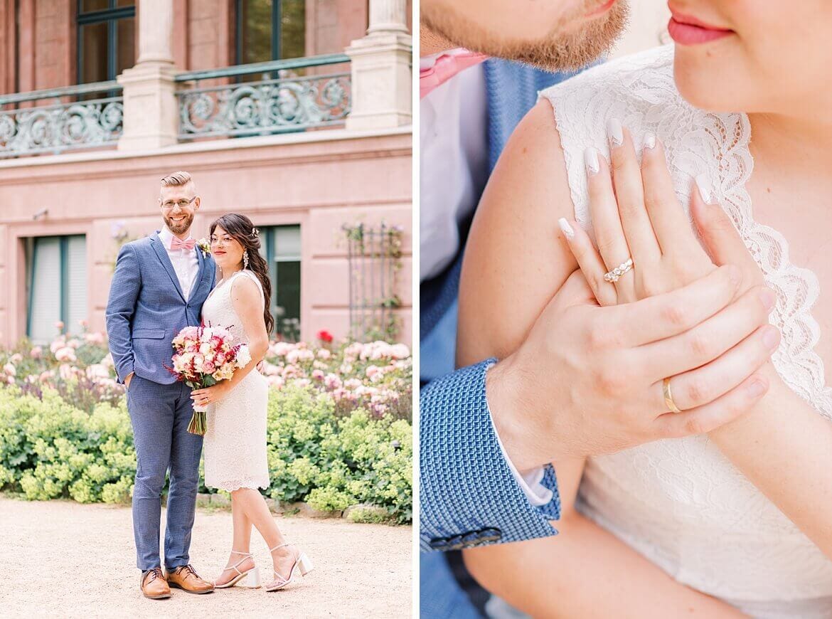 Intime Corona Hochzeit: Romantische Hochzeitsfotos im Park vom Schloss Biesdorf Berlin