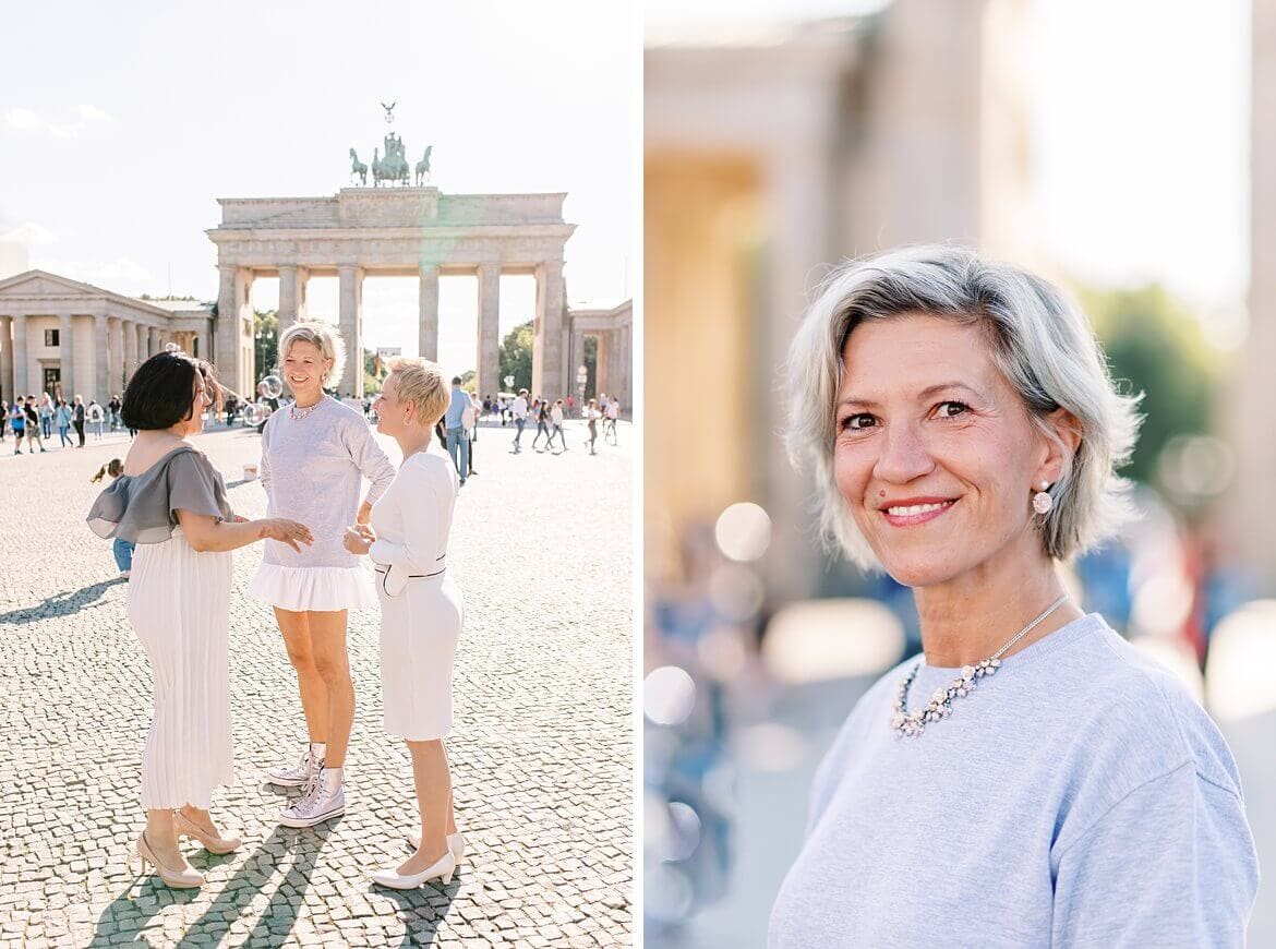 Frauen diskutieren und Portrait von Mandy