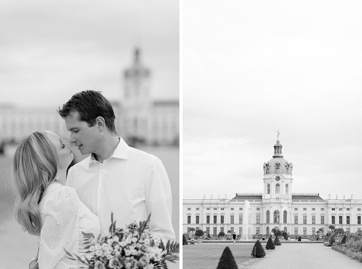 Schwarz Weiß Foto Paar vor dem Schloss Charlottenburg