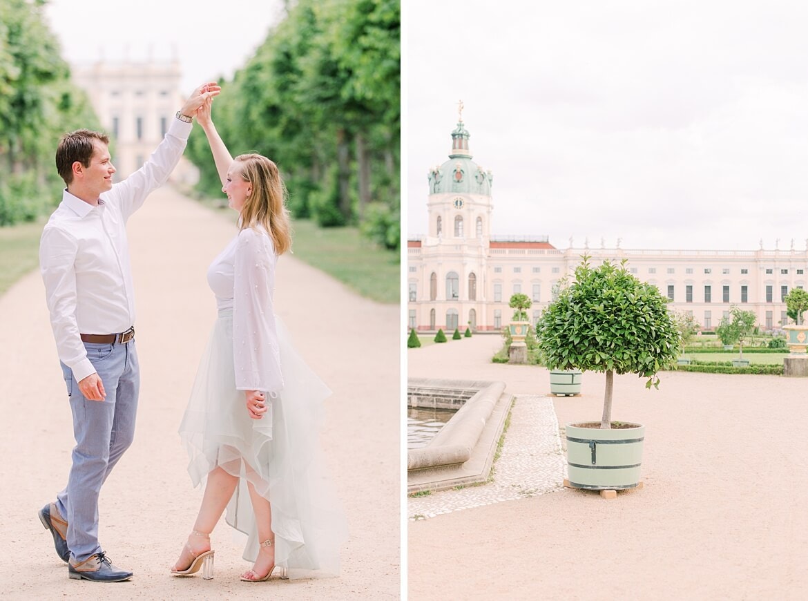 Paar tanzt vor dem Schloss Charlottenburg