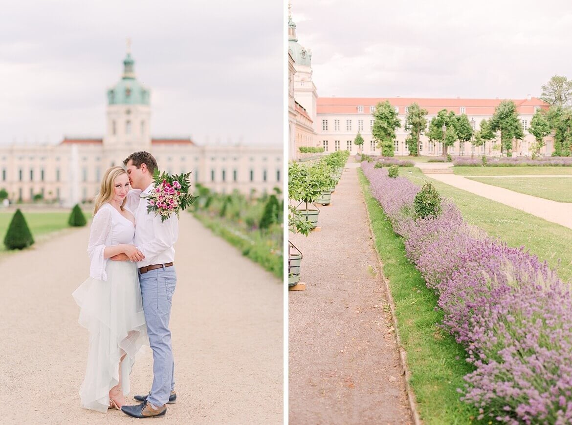 Paar vor dem Schloss Charlottenburg und Lavendel