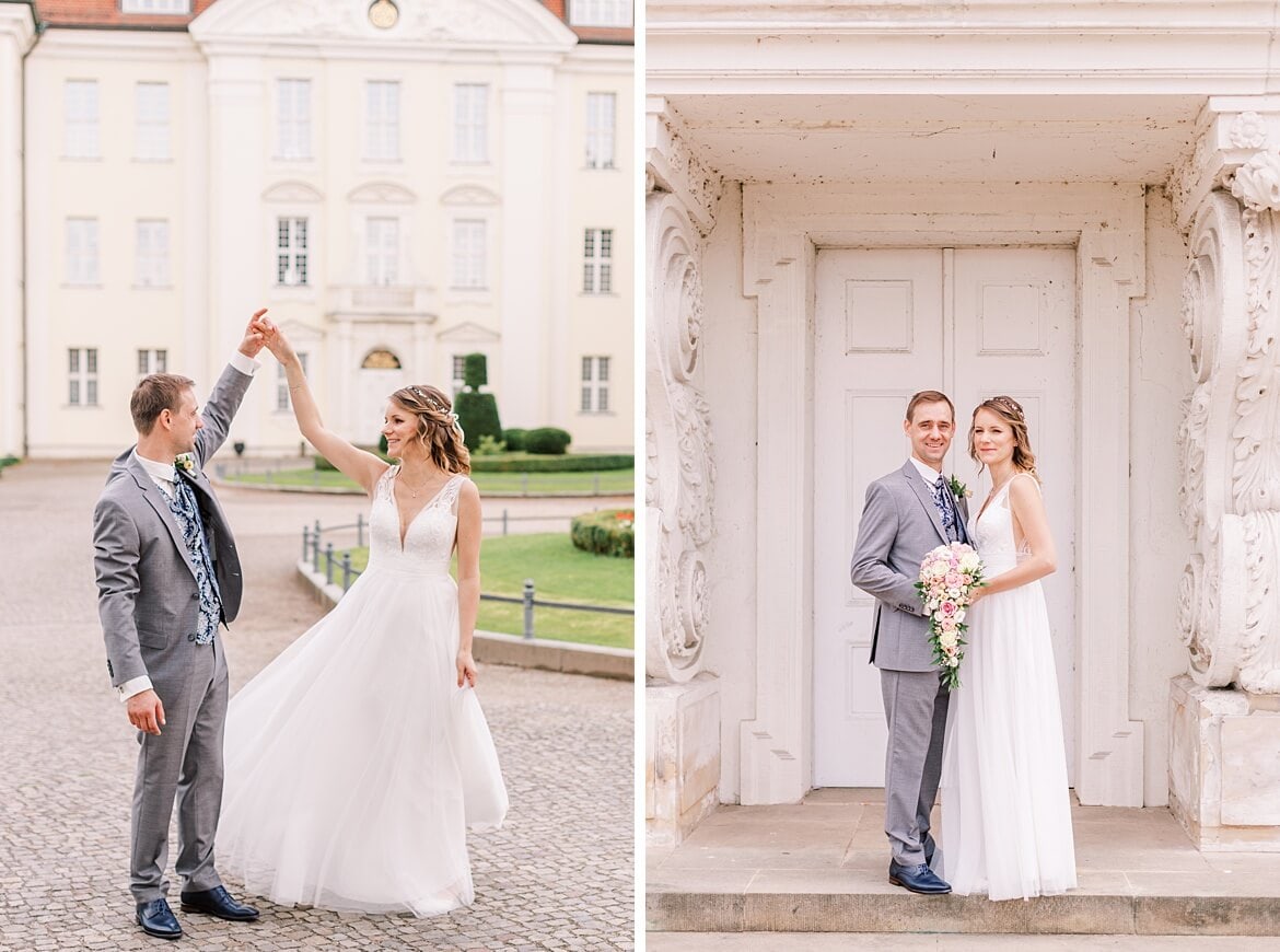 Brautpaar tanzt vor dem Schloss Köpenick