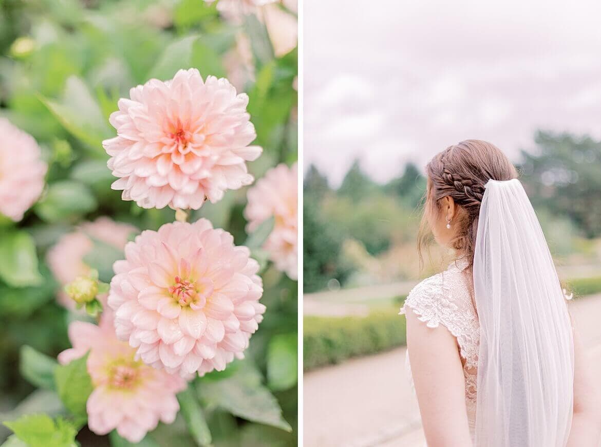 Braut von hinten und Blumen