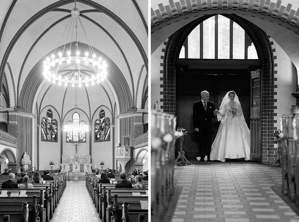 Braut läuft in Kirche ein