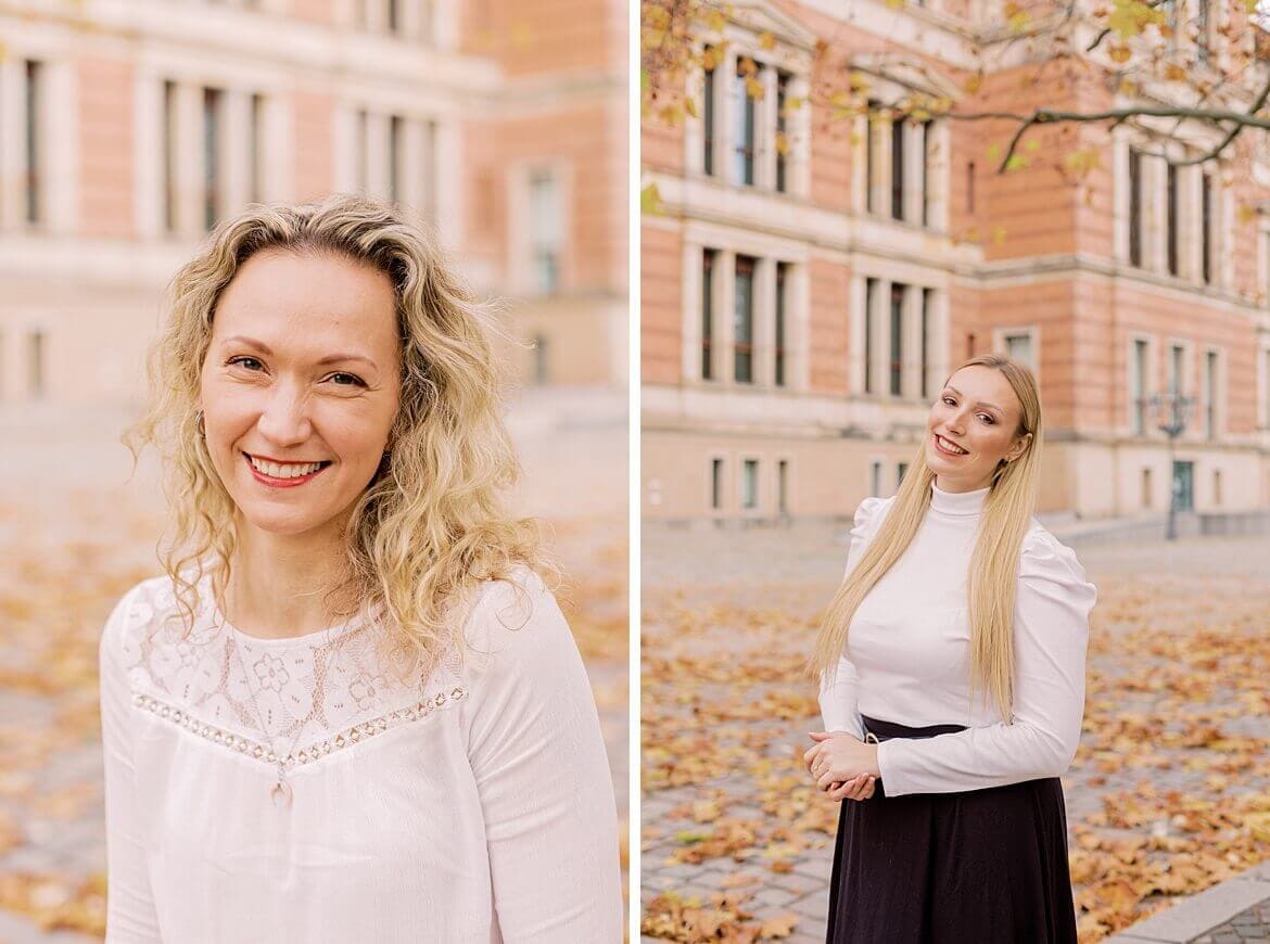 Portraits von blonden Frauen, die lachen