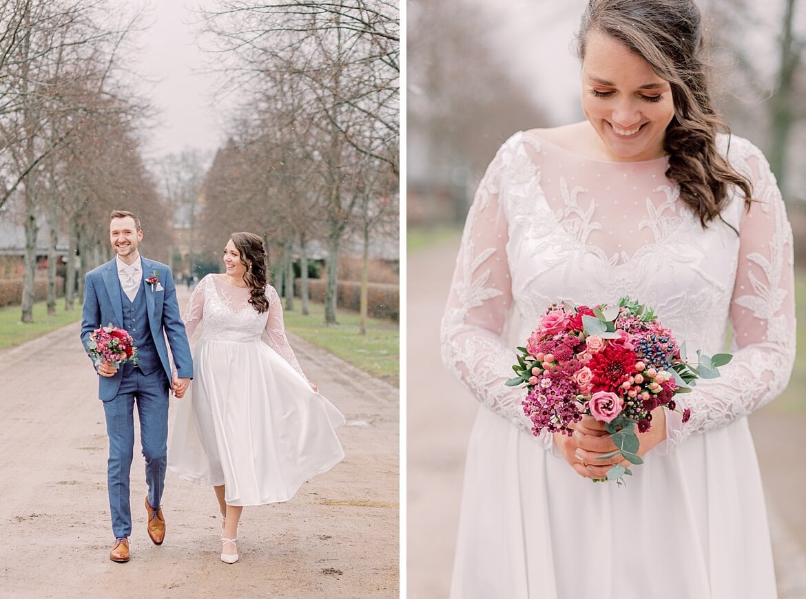 Braut mit winterlichen Bouquet