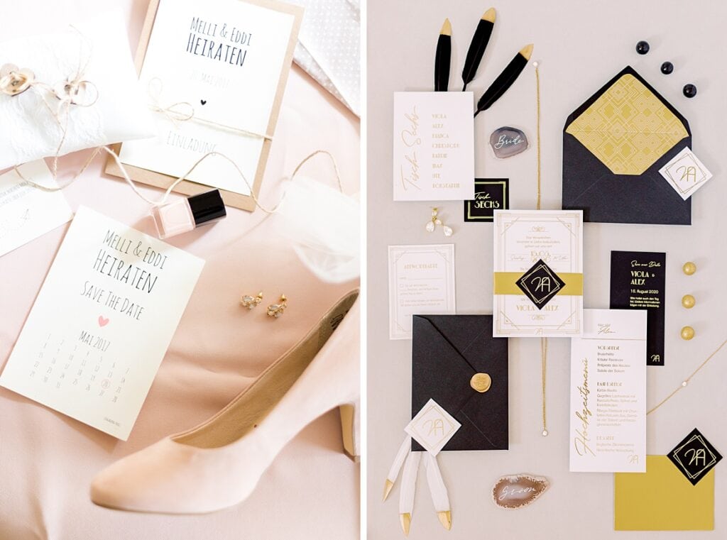 Bridal Details als Flatlay vorher nachher