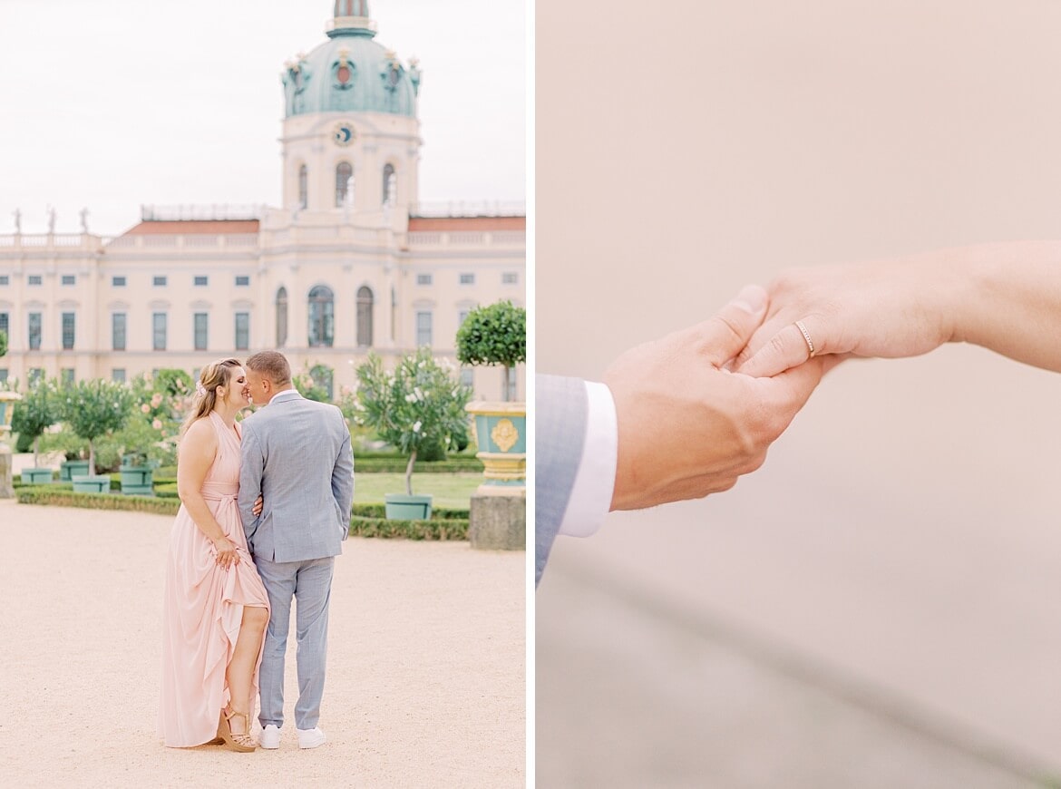 Paar im Park vom Schloss Charlottenburg küsst sich