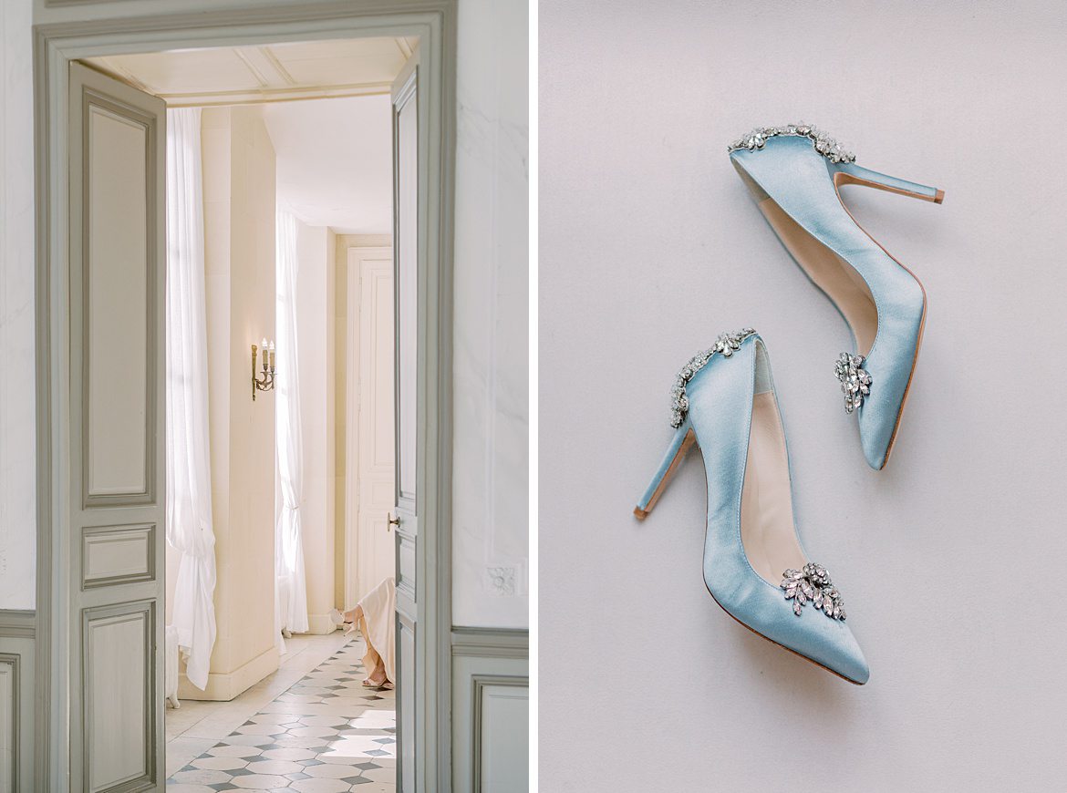 Dusty Blue Wedding Editorial at Château de Courtomer France