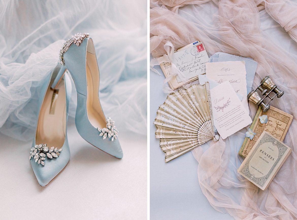 Dusty Blue Wedding Editorial at Château de Courtomer France