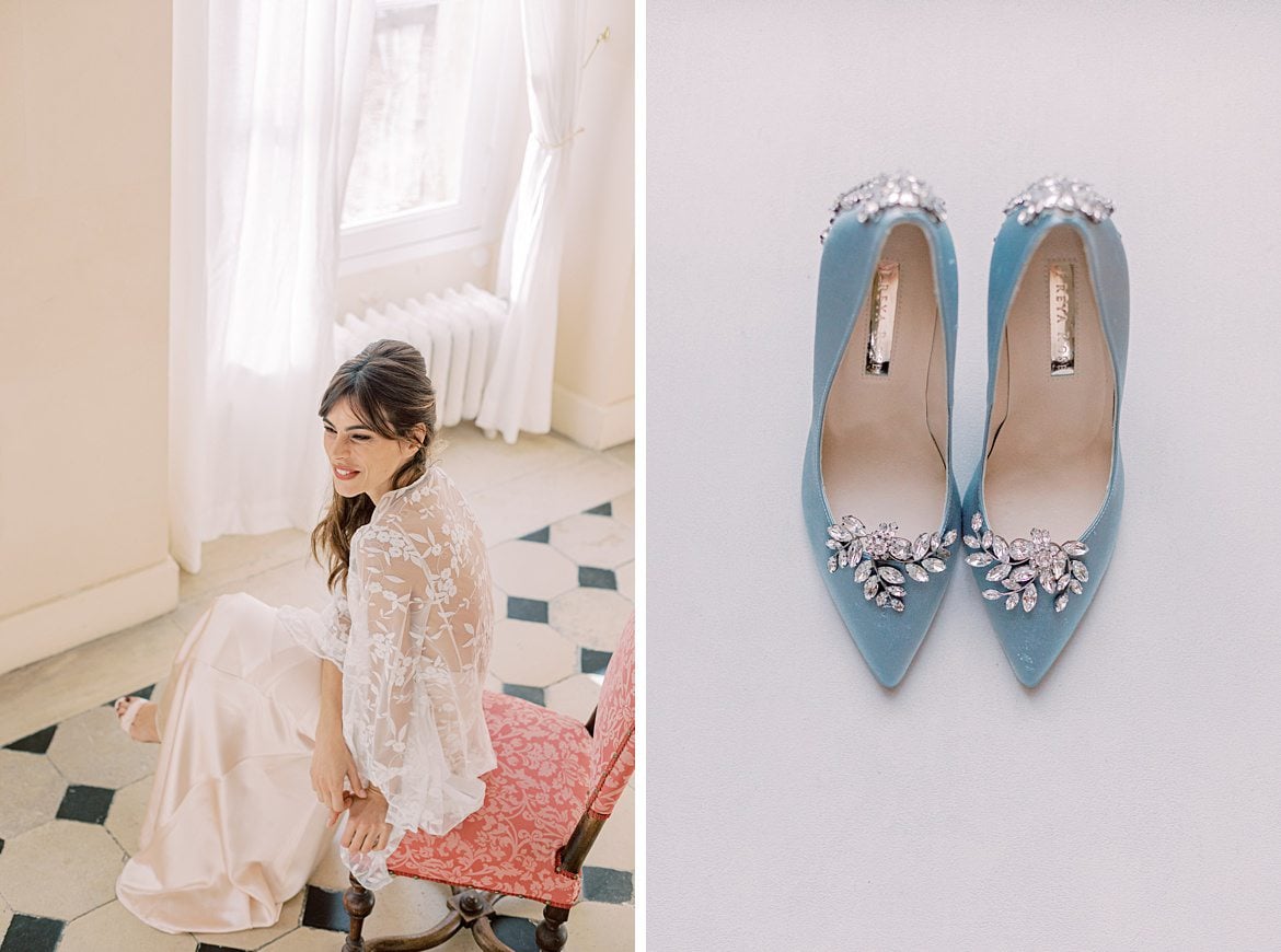 Dusty Blue Wedding Editorial at Château de Courtomer France