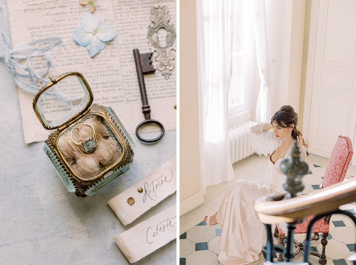 Dusty Blue Wedding Editorial at Château de Courtomer France