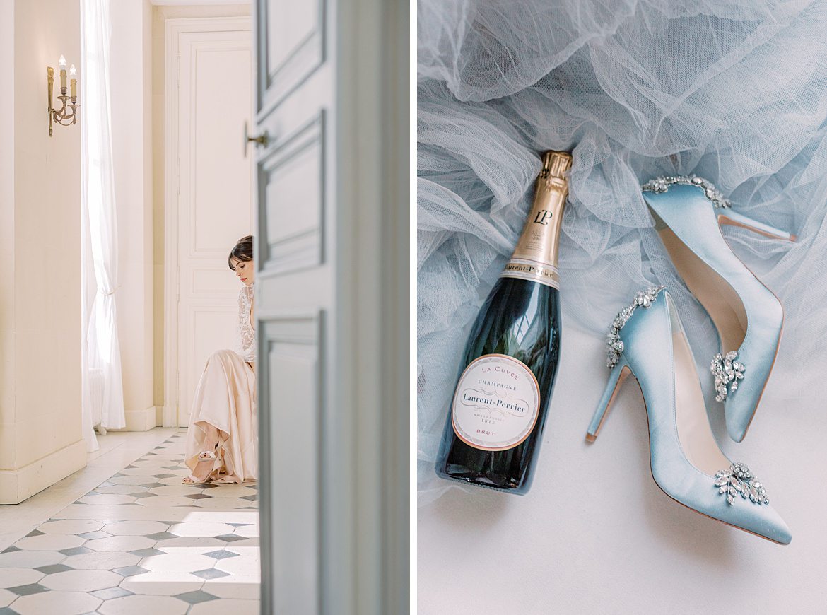 Dusty Blue Wedding Editorial at Château de Courtomer France