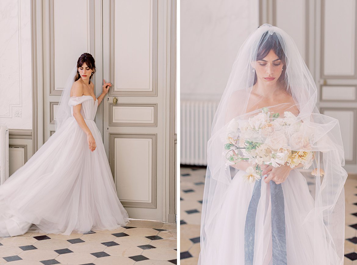 Dusty Blue Wedding Editorial at Château de Courtomer France