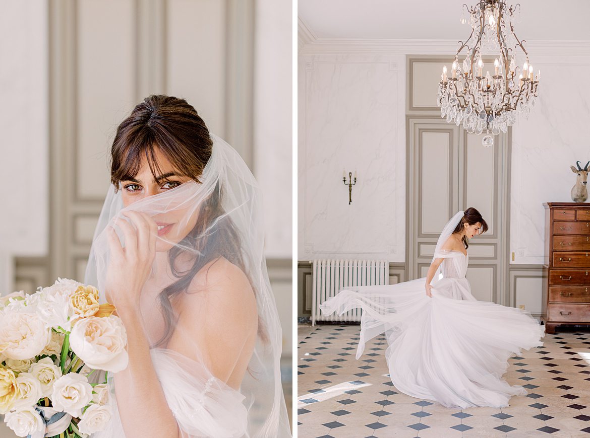 Dusty Blue Wedding Editorial at Château de Courtomer France